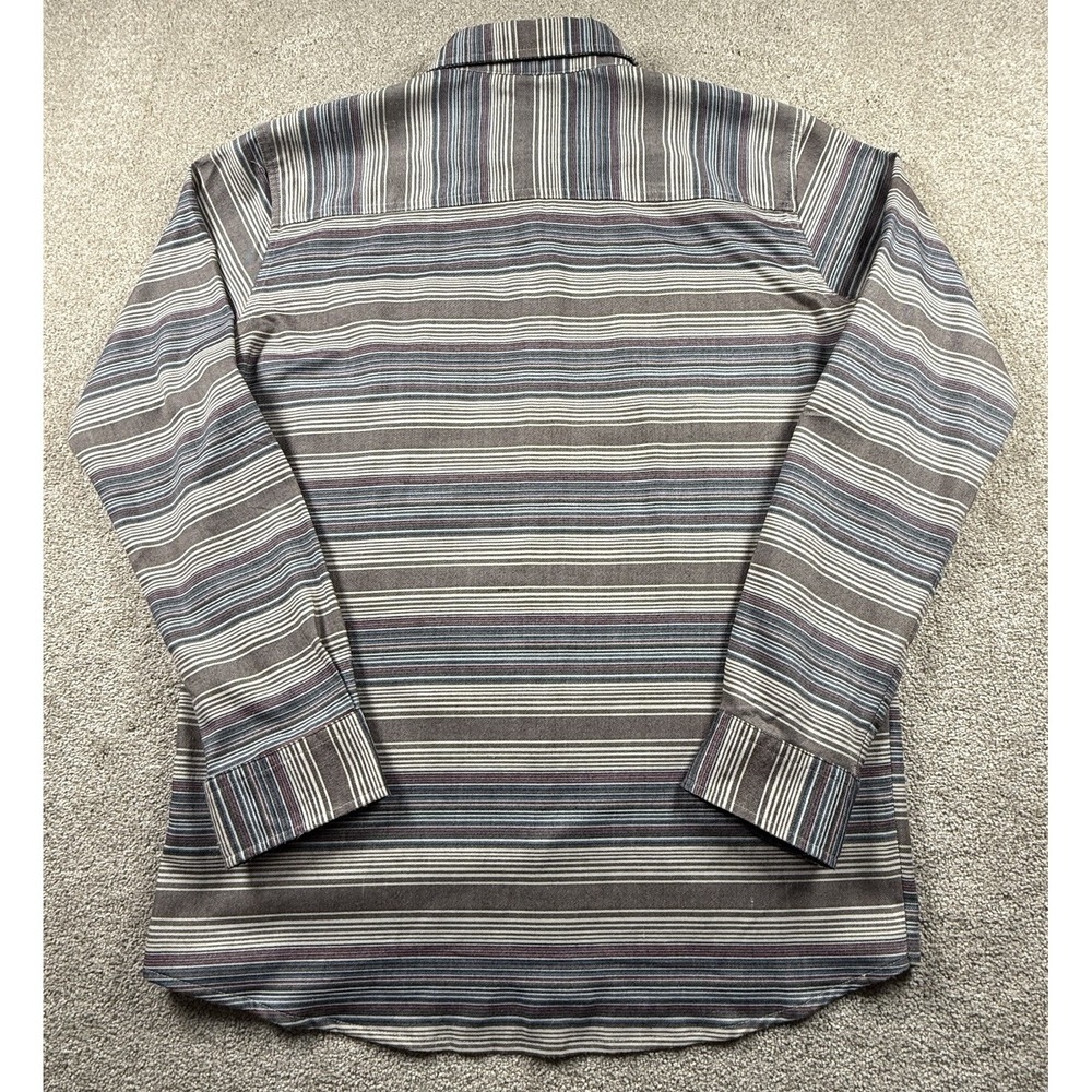 SWISSTECH Men's Large Button Up Long Sleeve Striped Shirt Brown - Picture 3 of 6